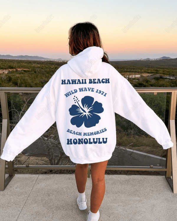 UrbanOutfits Women Oversized Hoodie White / Cotton-Fleece / S HONOLULU - Women Oversized Hoodie