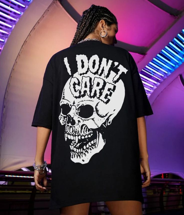 UrbanOutfits Women Oversized T-shirt Black / S I DON'T CARE - Women Oversized T-shirt