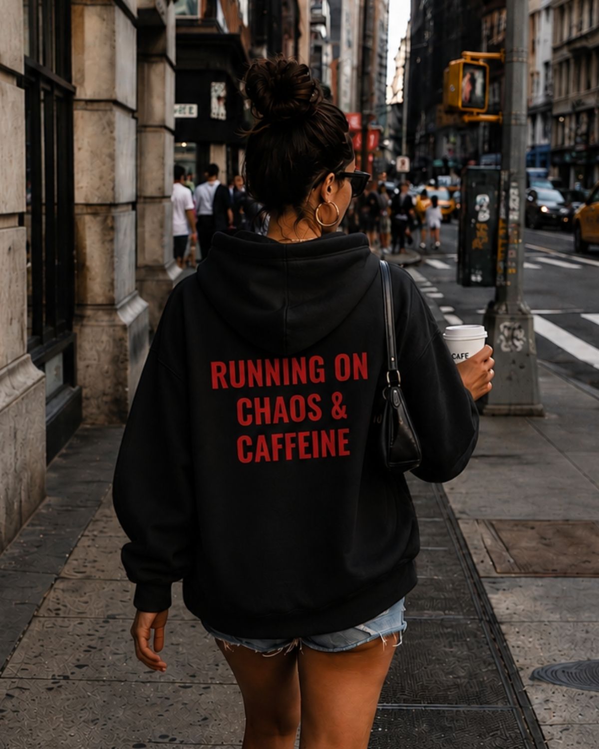 RUNNING ON CHAOS & CAFFEINE - Women Oversized Hoodie