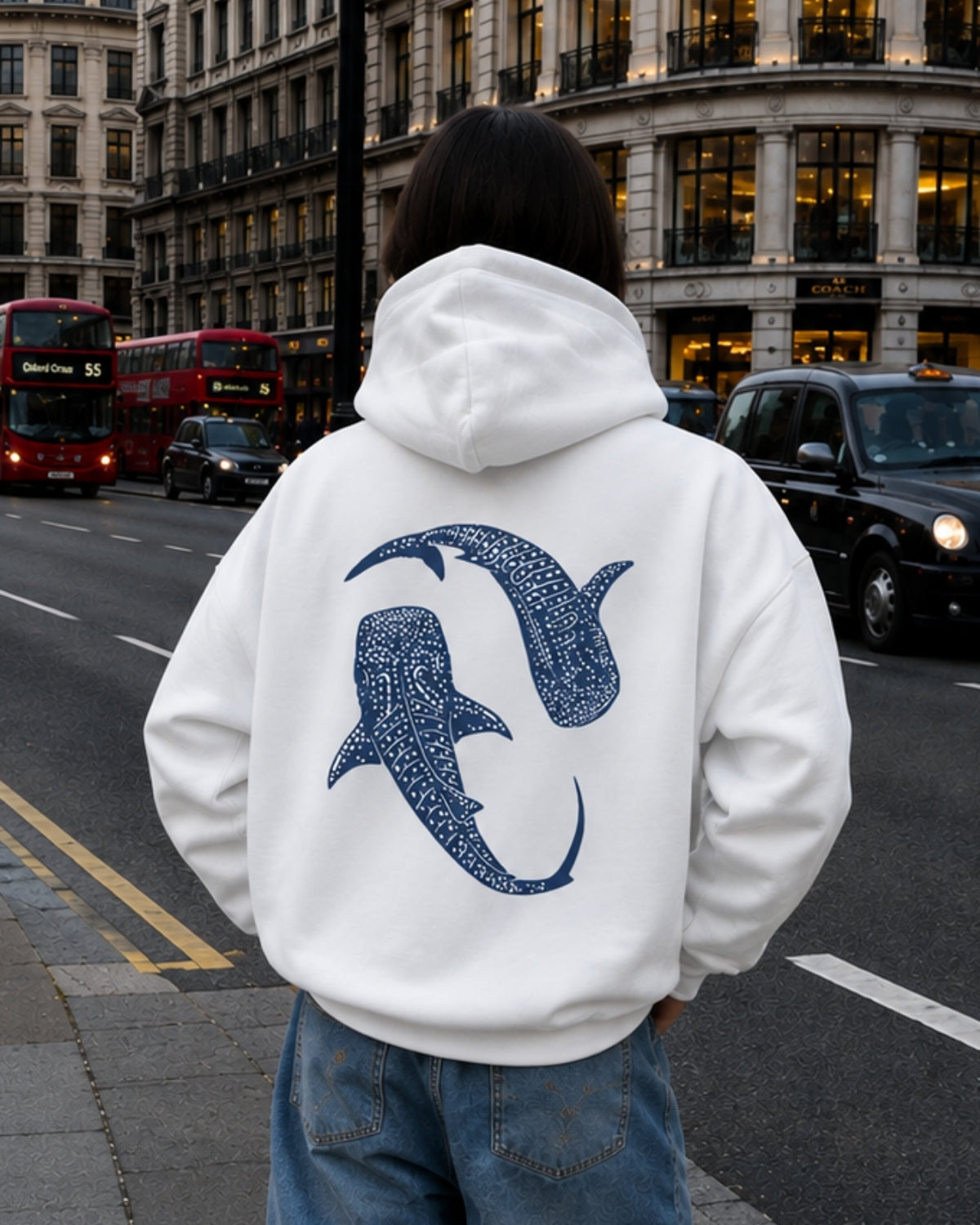Whale Shark Harmony - Women Oversized Hoodie