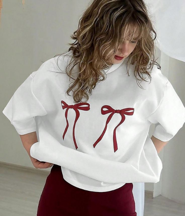 Red Bow - Women Oversized T-shirt