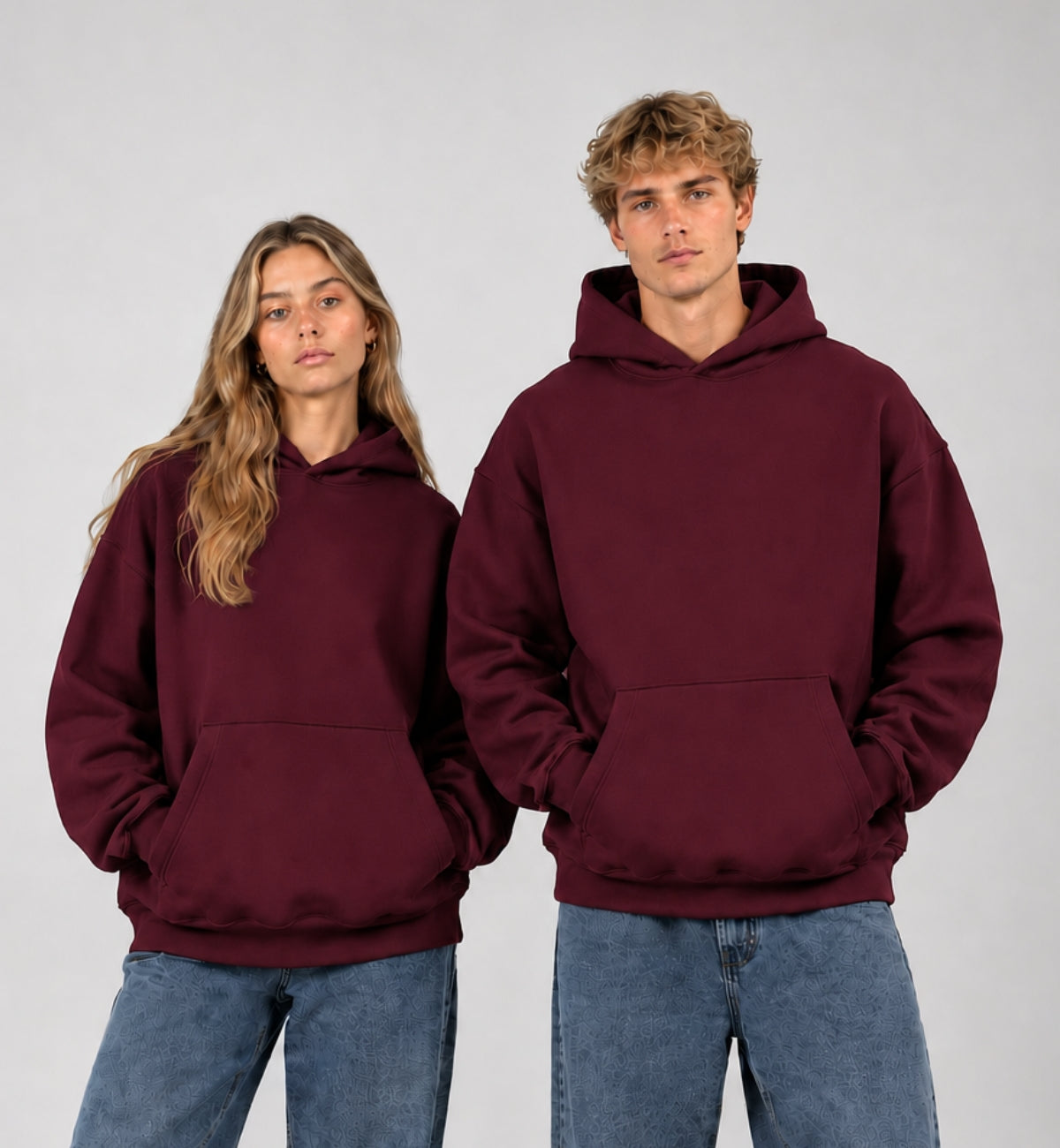 Basic Oversized Hoodie - BURGUNDY