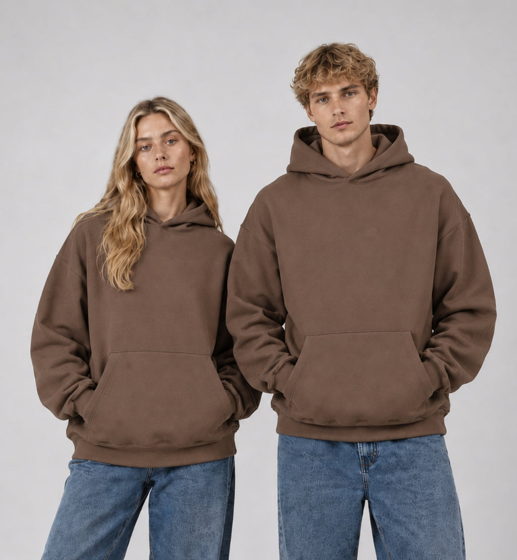 Basic Oversized Hoodie - LIGHT BROWN
