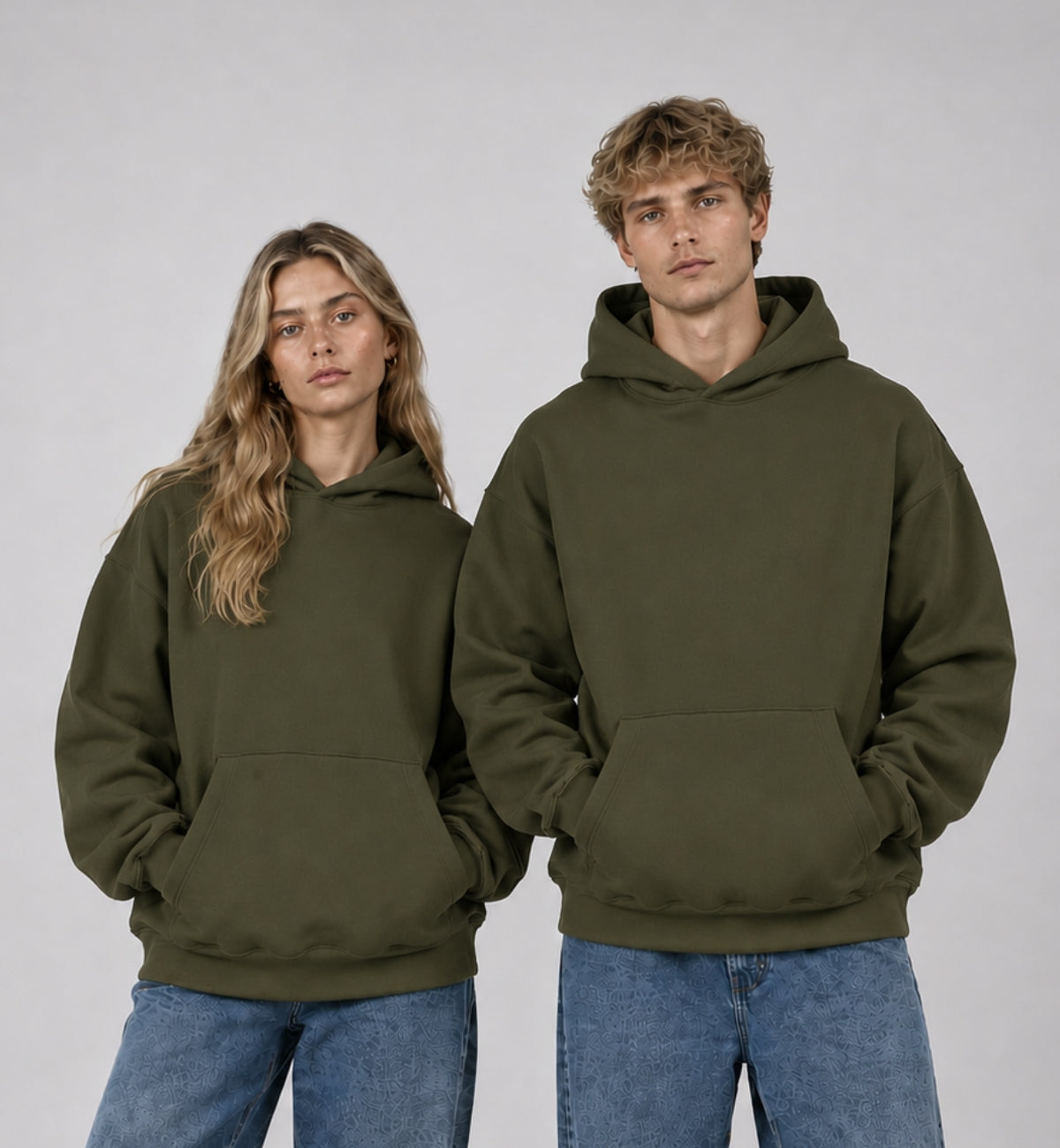 Basic Oversized Hoodie - OLIVE GREEN