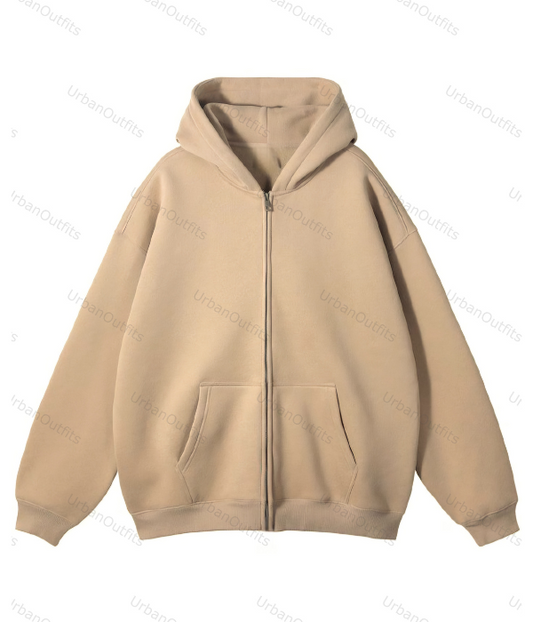 'Beige 'Oversized Plain Zipper