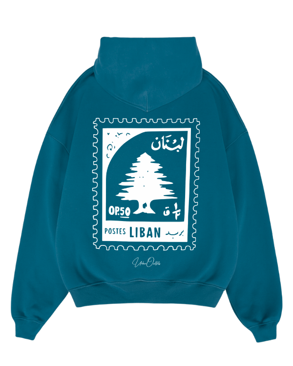 Lebanese Stamp Oversized Hoodie - Petroleum Blue [ Unisex ]