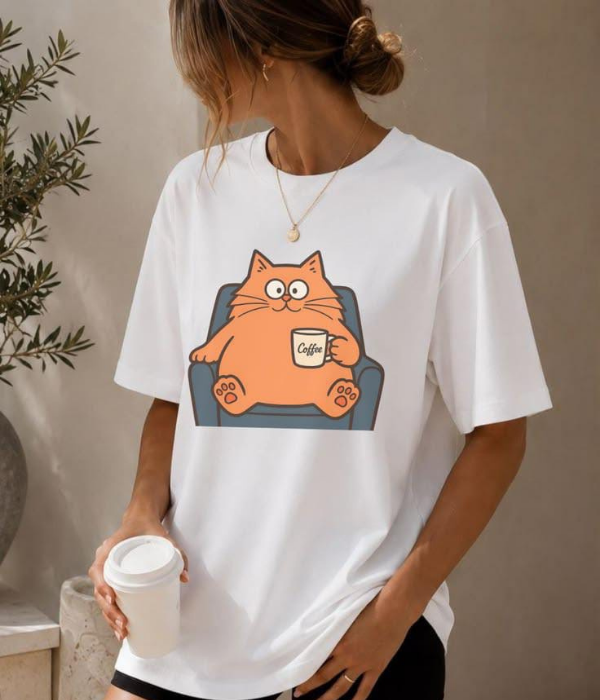 COFFEE CAT - Women Oversized T-shirt