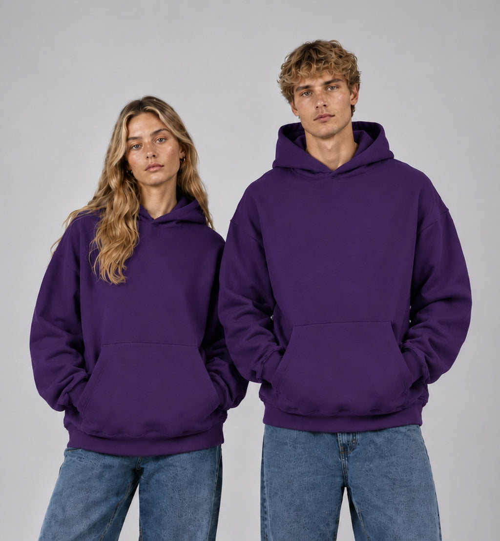 Basic Oversized Hoodie - DARK PURPLE