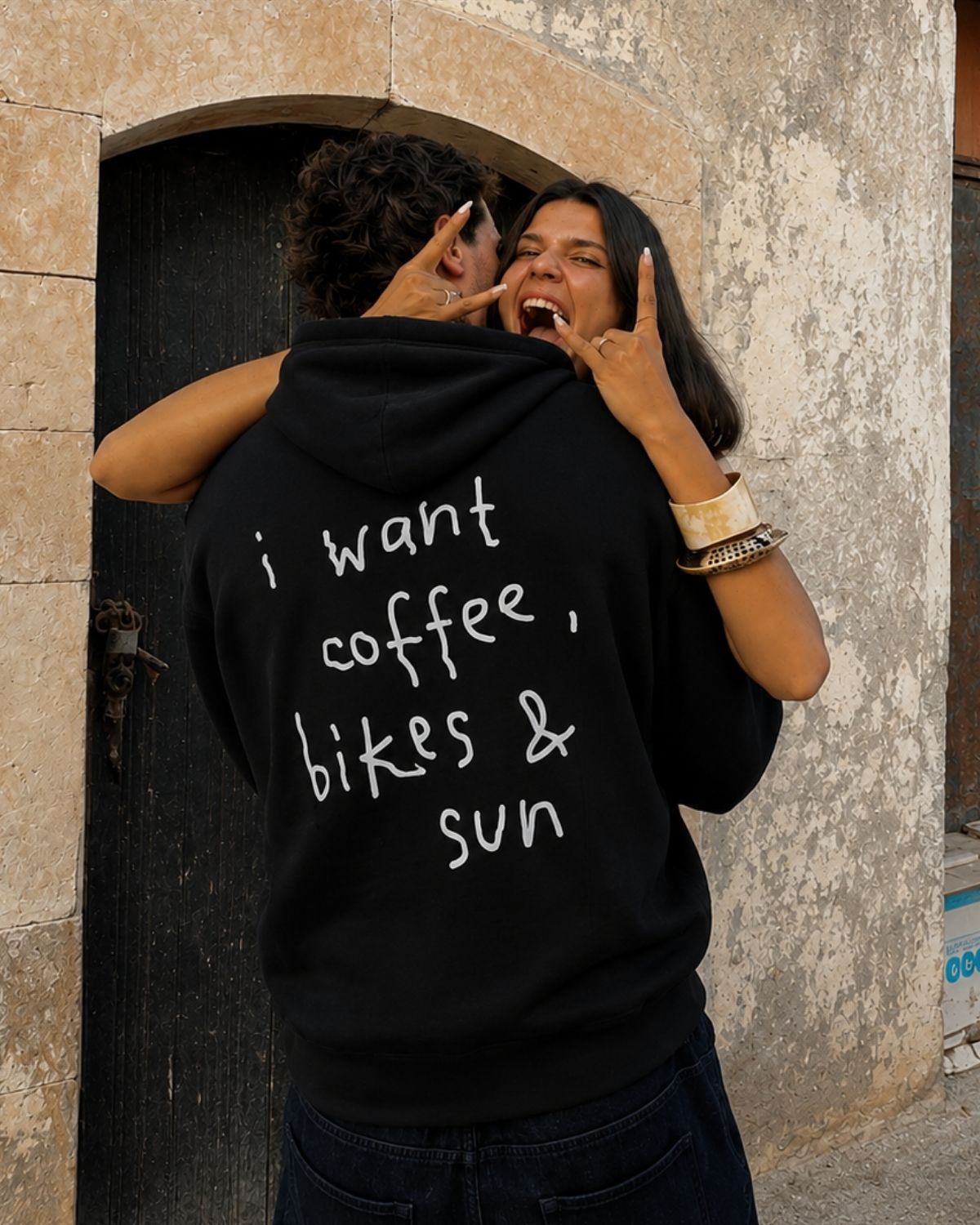 i want coffee, bikes & sun - Oversized Hoodie [ Unisex ]