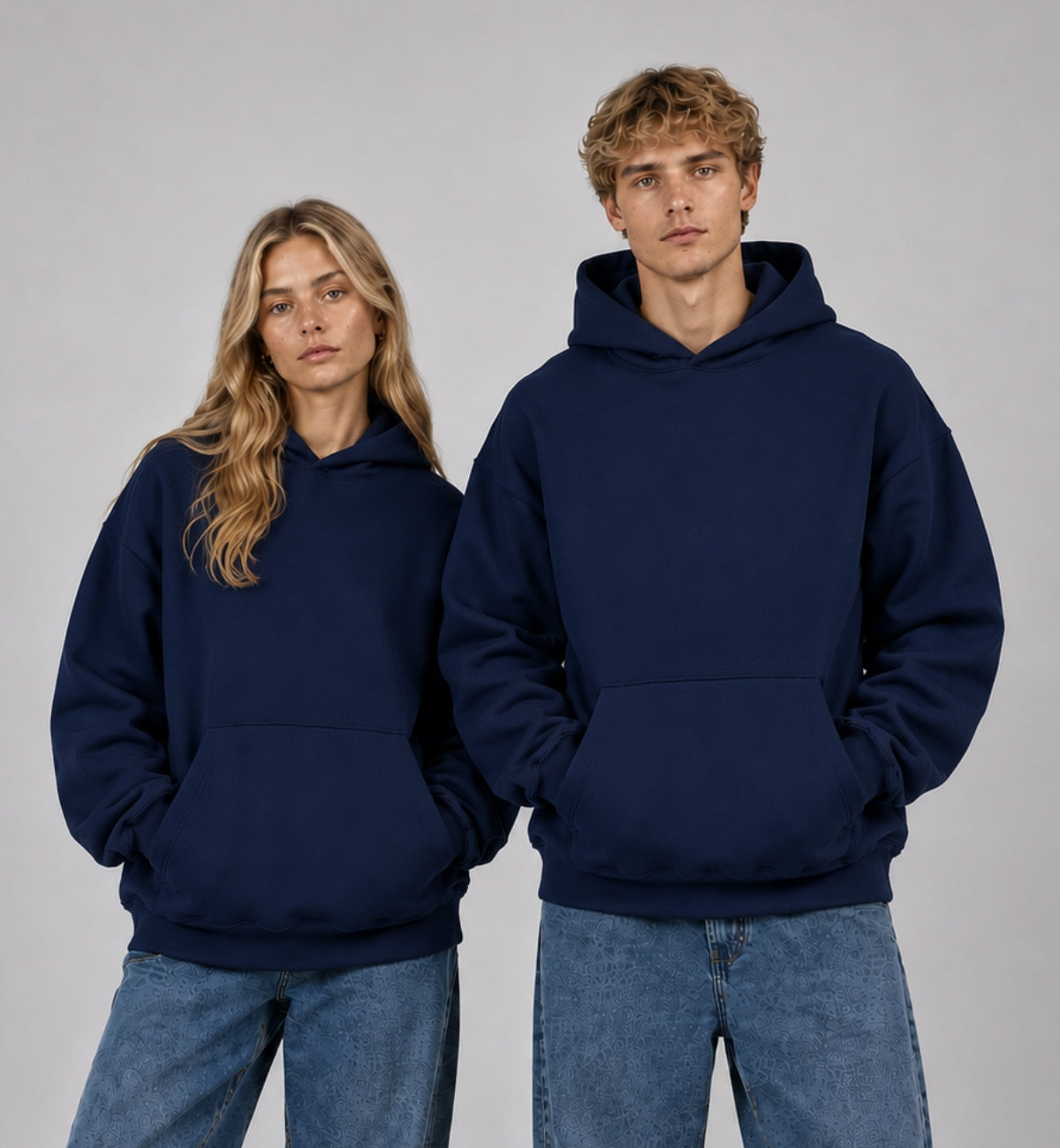 Basic Oversized Hoodie - NAVY BLUE