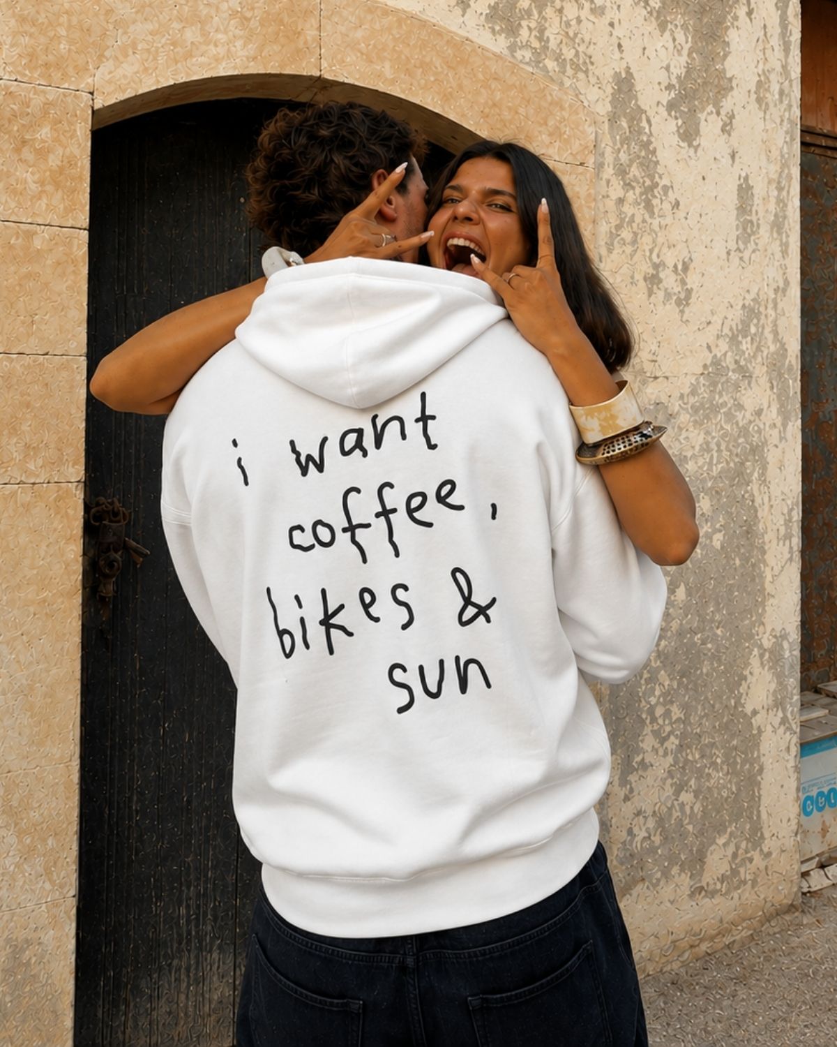 i want coffee, bikes & sun - Oversized Hoodie [ Unisex ]