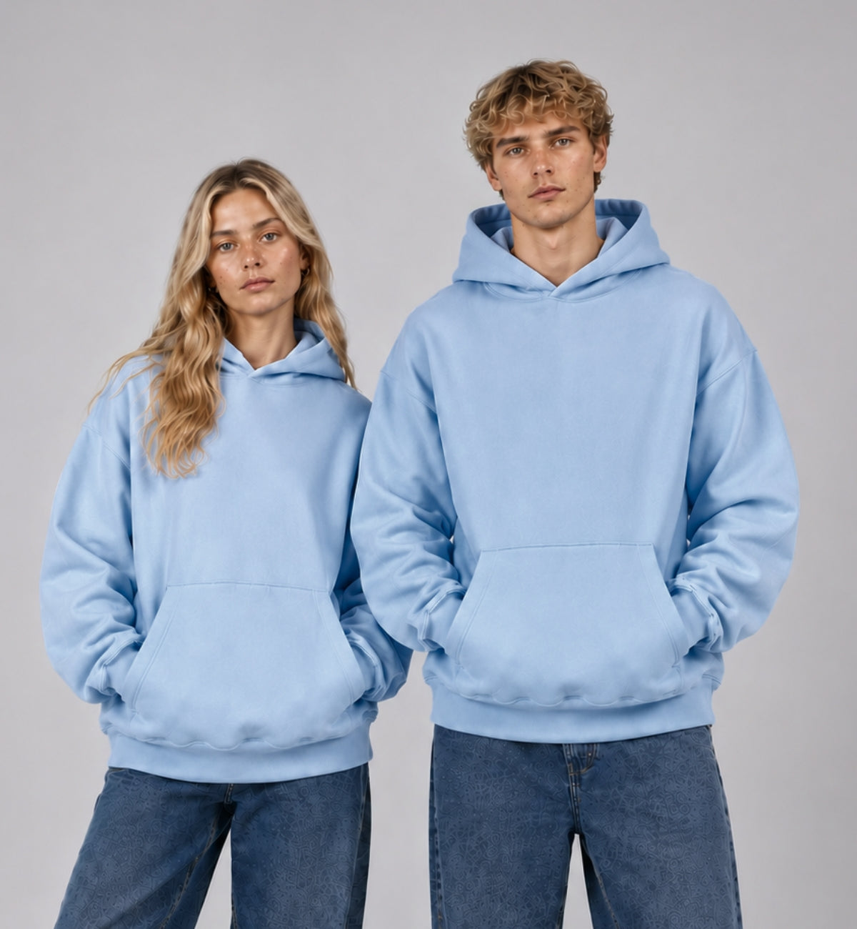 Basic Oversized Hoodie - BABY BLUE