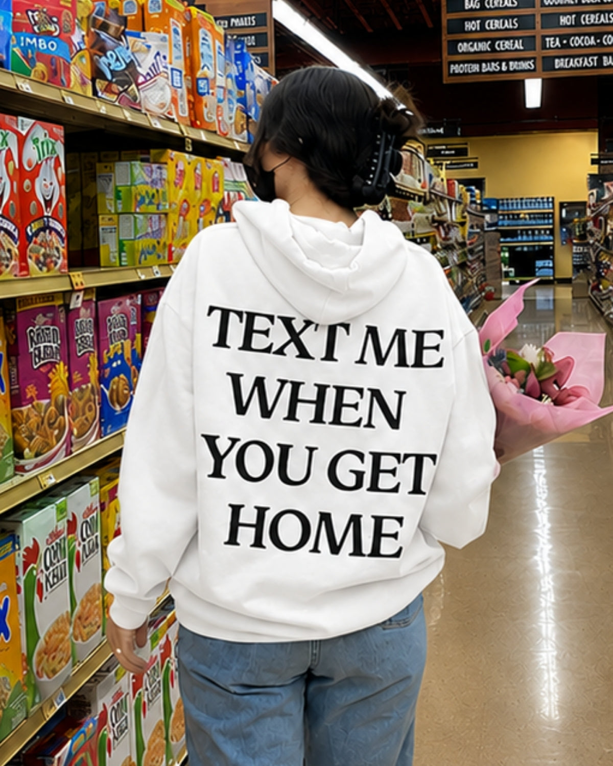 TEXT ME WHEN YOU GET HOME - Women Oversized Hoodie