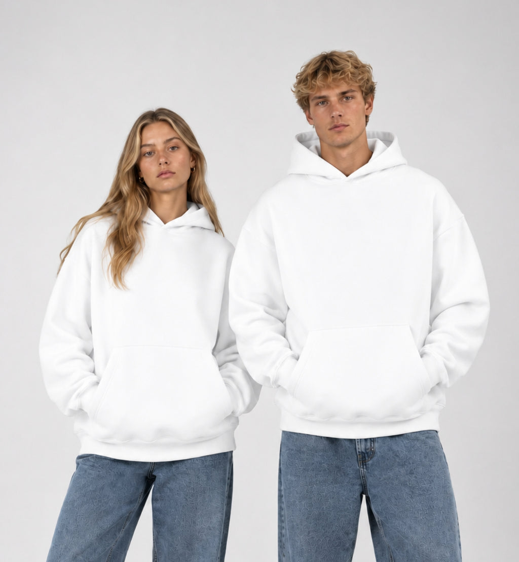 Basic Oversized Hoodie - WHITE