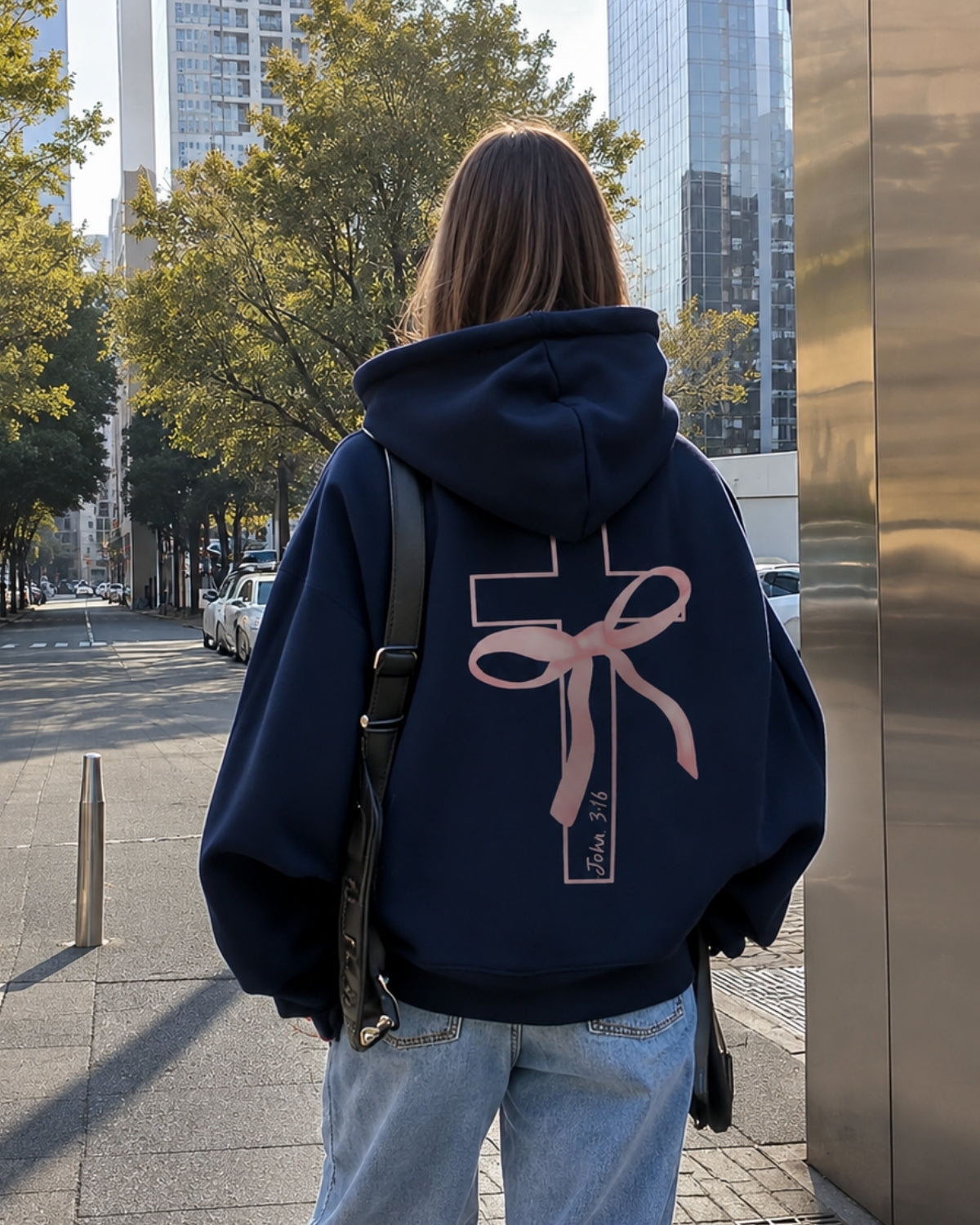 Pink Bow Cross - Women Oversized Hoodie