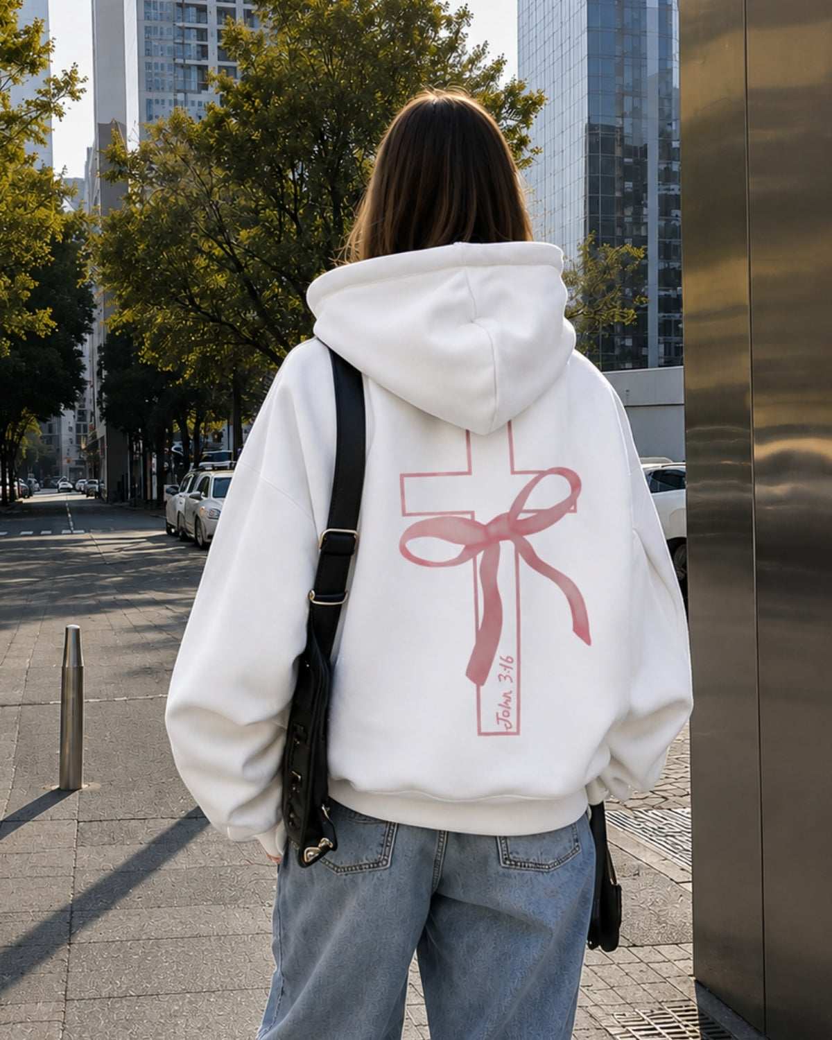 Pink Bow Cross - Women Oversized Hoodie