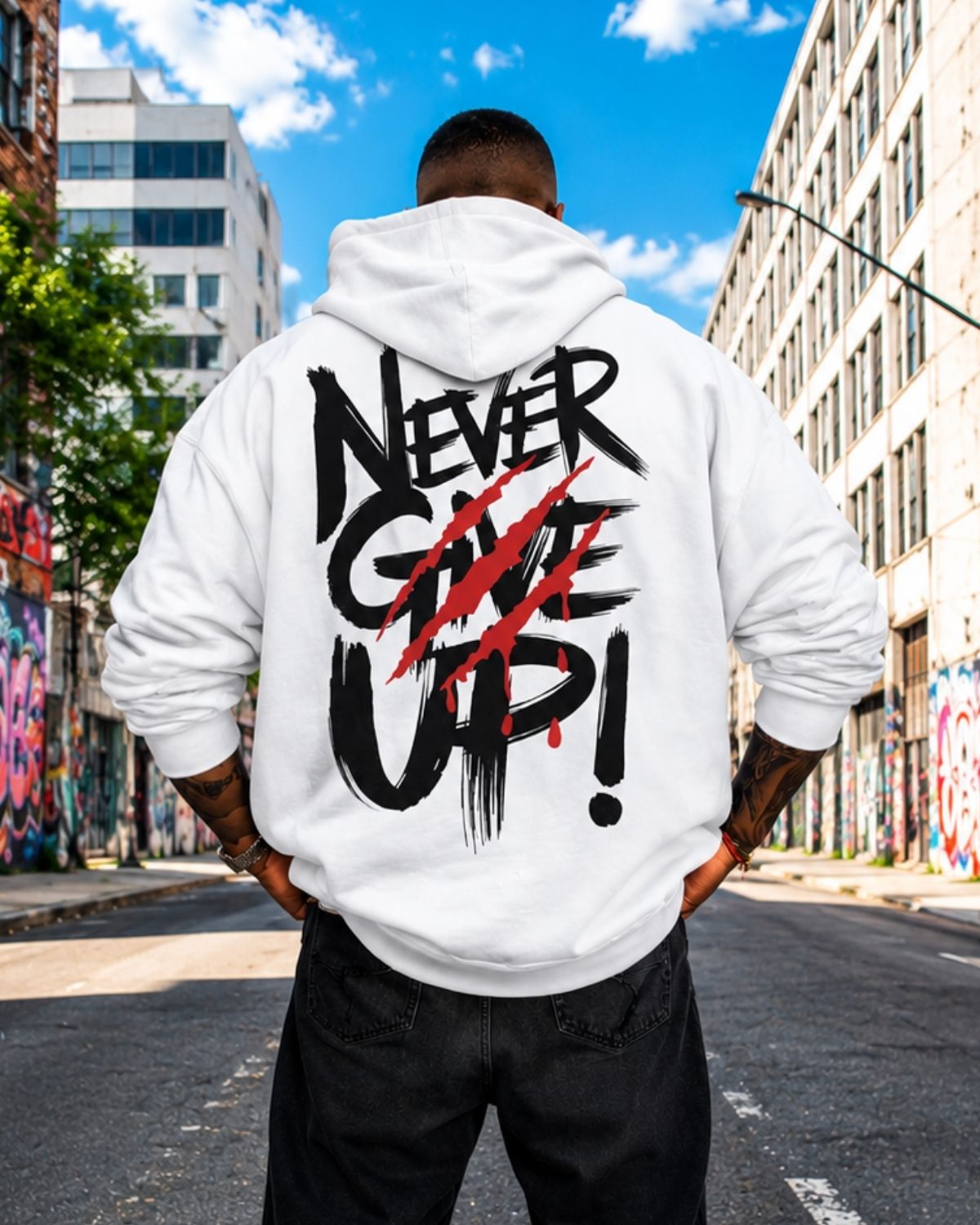 NEVER GIVE UP - Oversized Hoodie [ Unisex ]
