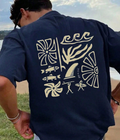 Coastal Linocut - Oversized T-shirt  [ Unisex ]