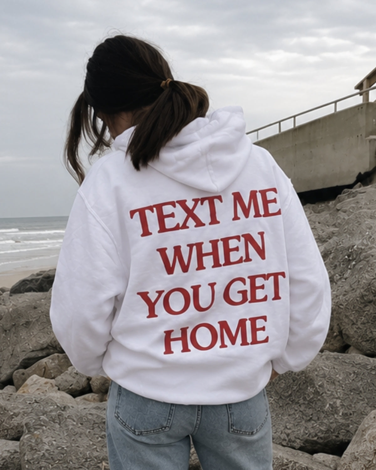 TEXT ME WHEN YOU GET HOME - Women Oversized Hoodie