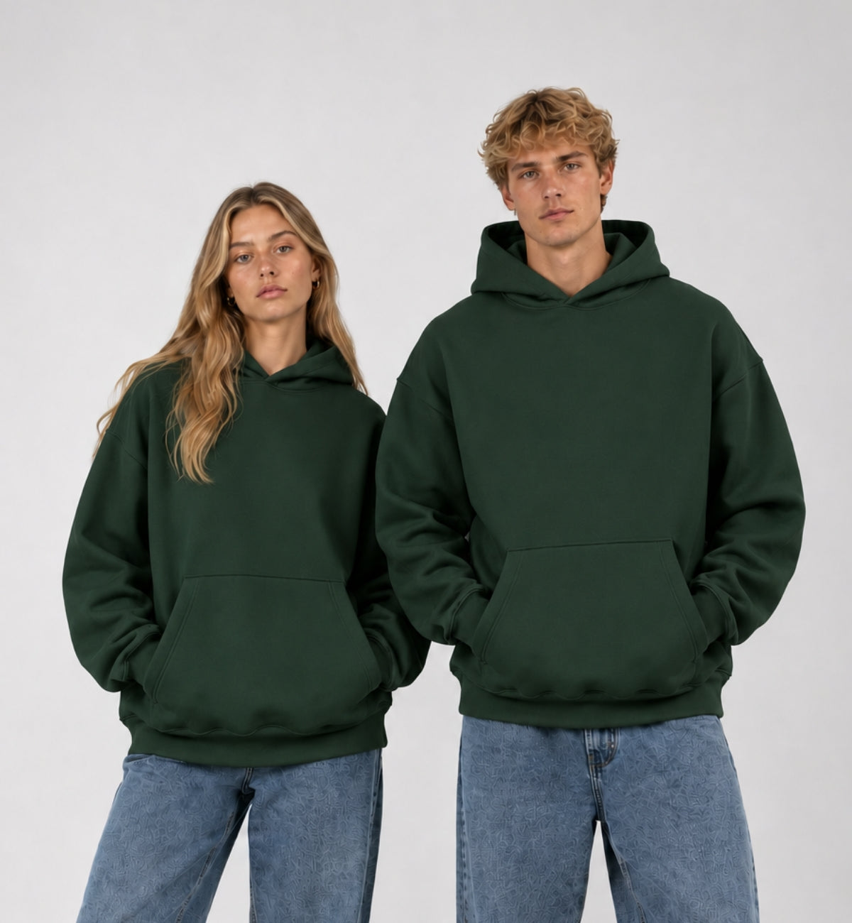 Basic Oversized Hoodie - DARK GREEN
