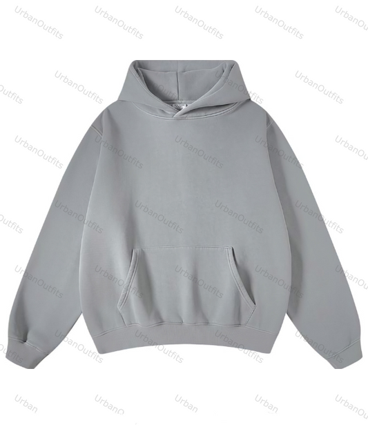 Gray Oversized Plain Hoodie