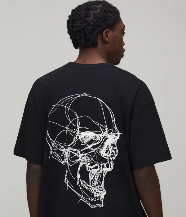 Scribble Skull  -  Men Oversized T-shirt [ Unisex ]