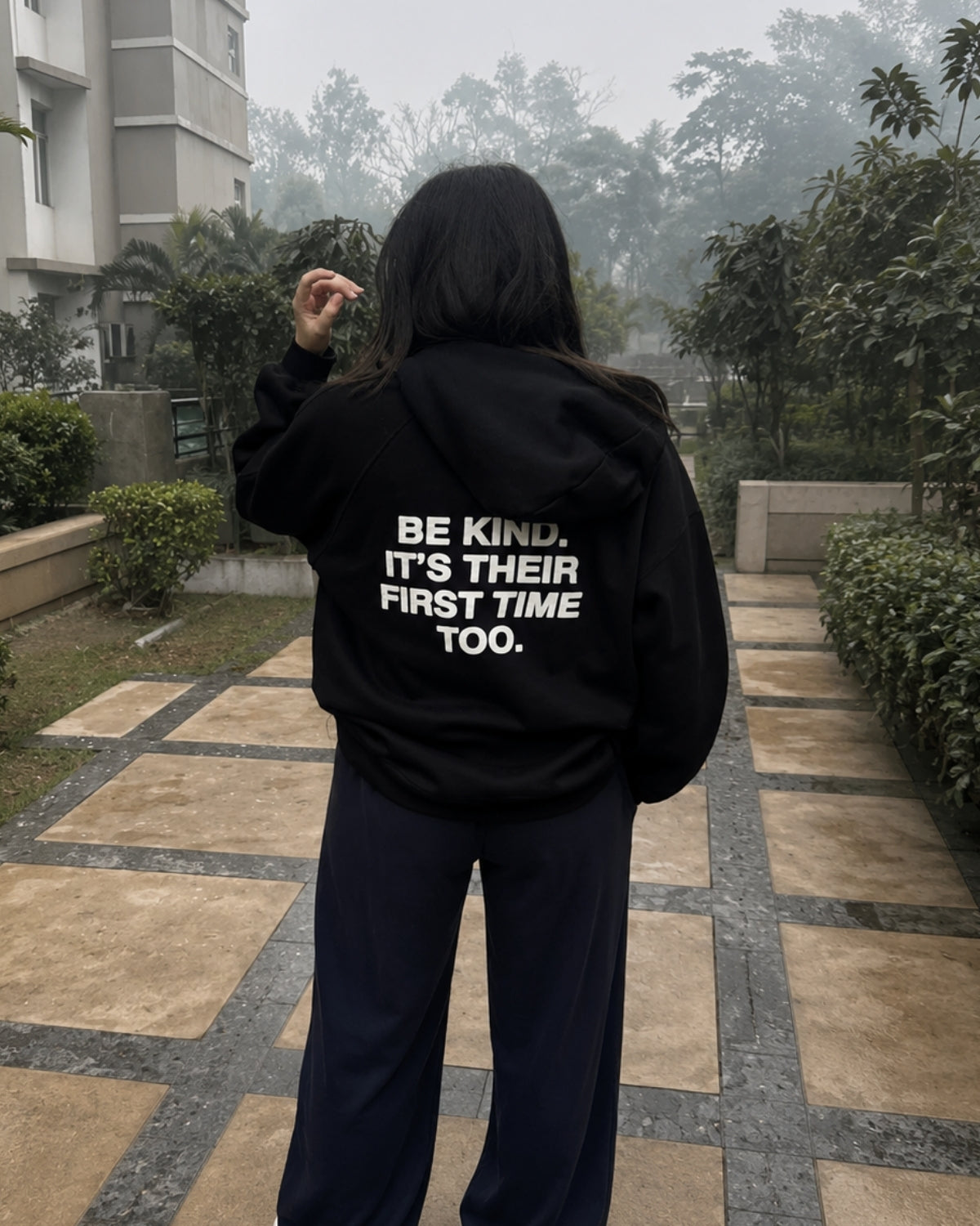 BE KIND IT'S THEIR FIRST TIME TOO - Women Oversized Hoodie