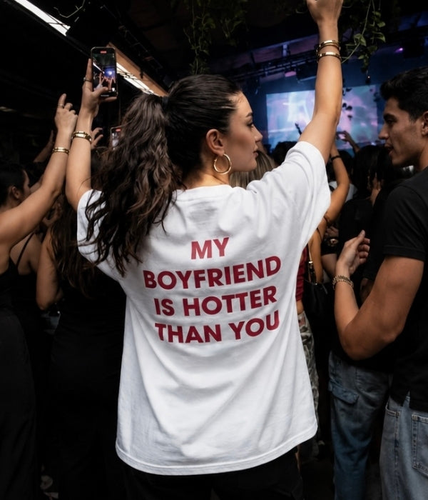 BY BOYFRIEND IS HOTTER THANK YOU - Women Oversized T-shirt