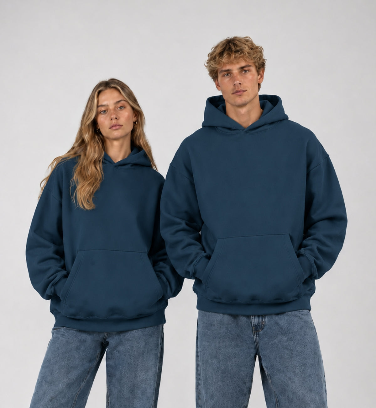 Basic Oversized Hoodie - PETROLEUM BLUE