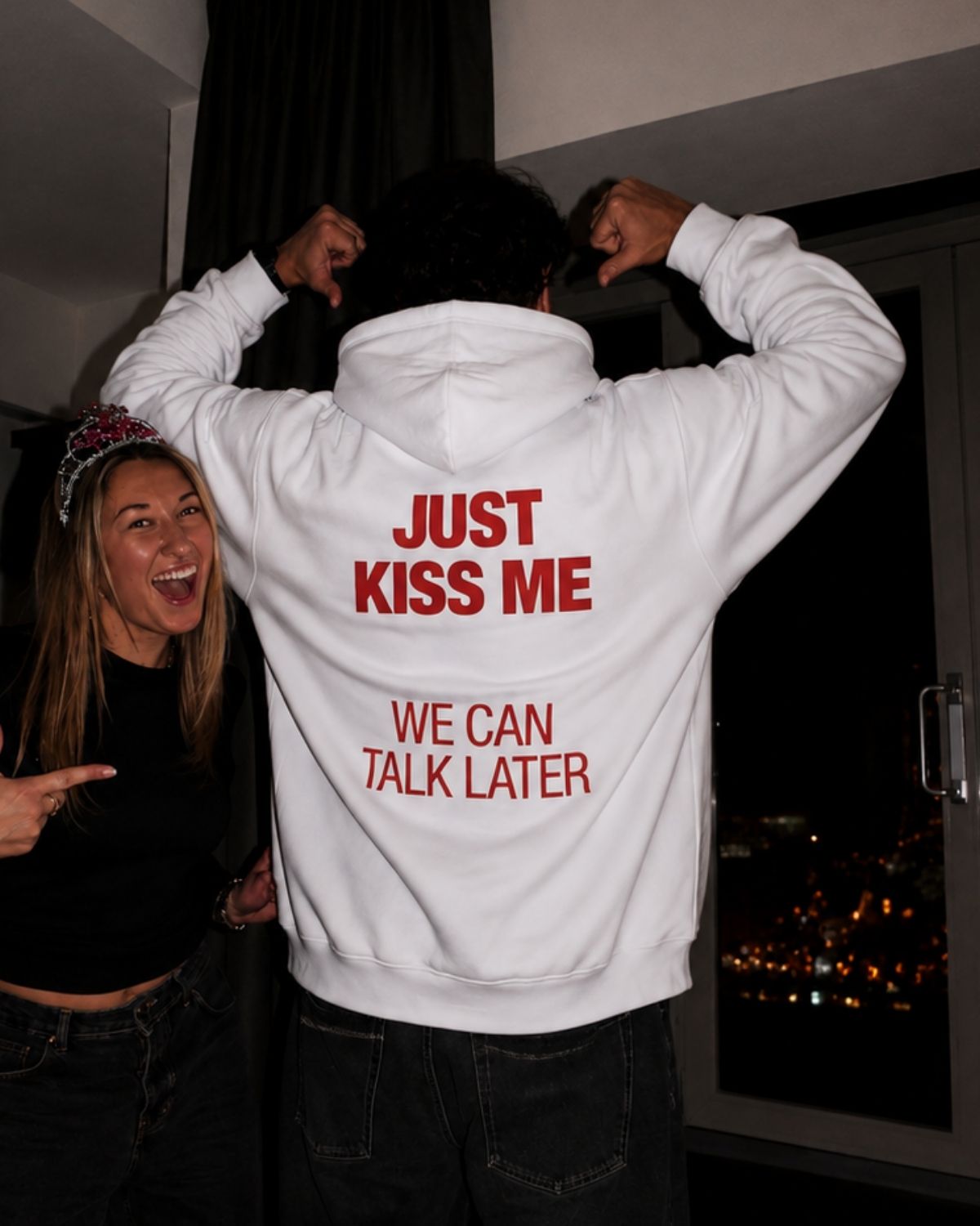 JUST KISS ME WE CAN TALK LATER - Oversized Hoodie [ Unisex ]