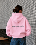 BEAUTY AND BRAINS - Women Oversized Hoodie
