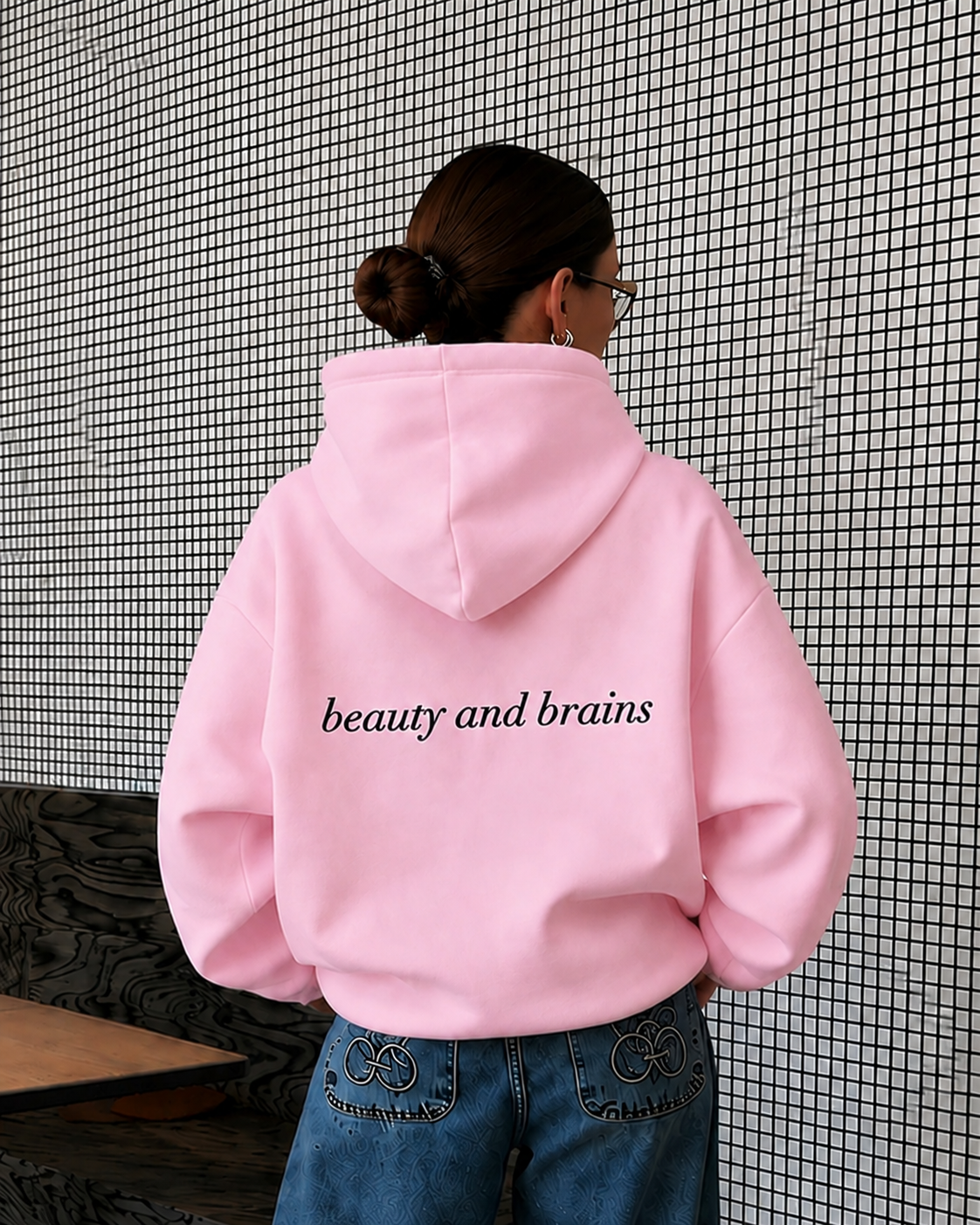 BEAUTY AND BRAINS - Women Oversized Hoodie