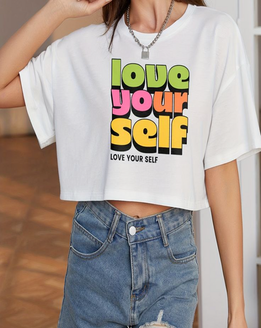 Love your self Oversized Crop Top