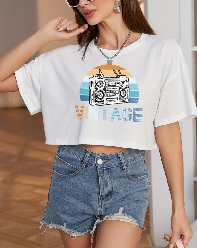 Vintage Oversized Crop Top