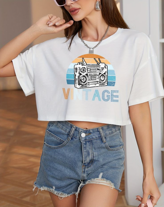 Vintage Oversized Crop Top