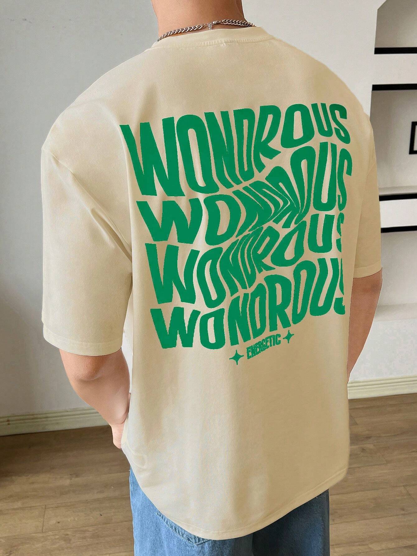 My Store Oversized T-shirt Beige / Cotton / S 'WONDROUS' Oversized T-Shirt