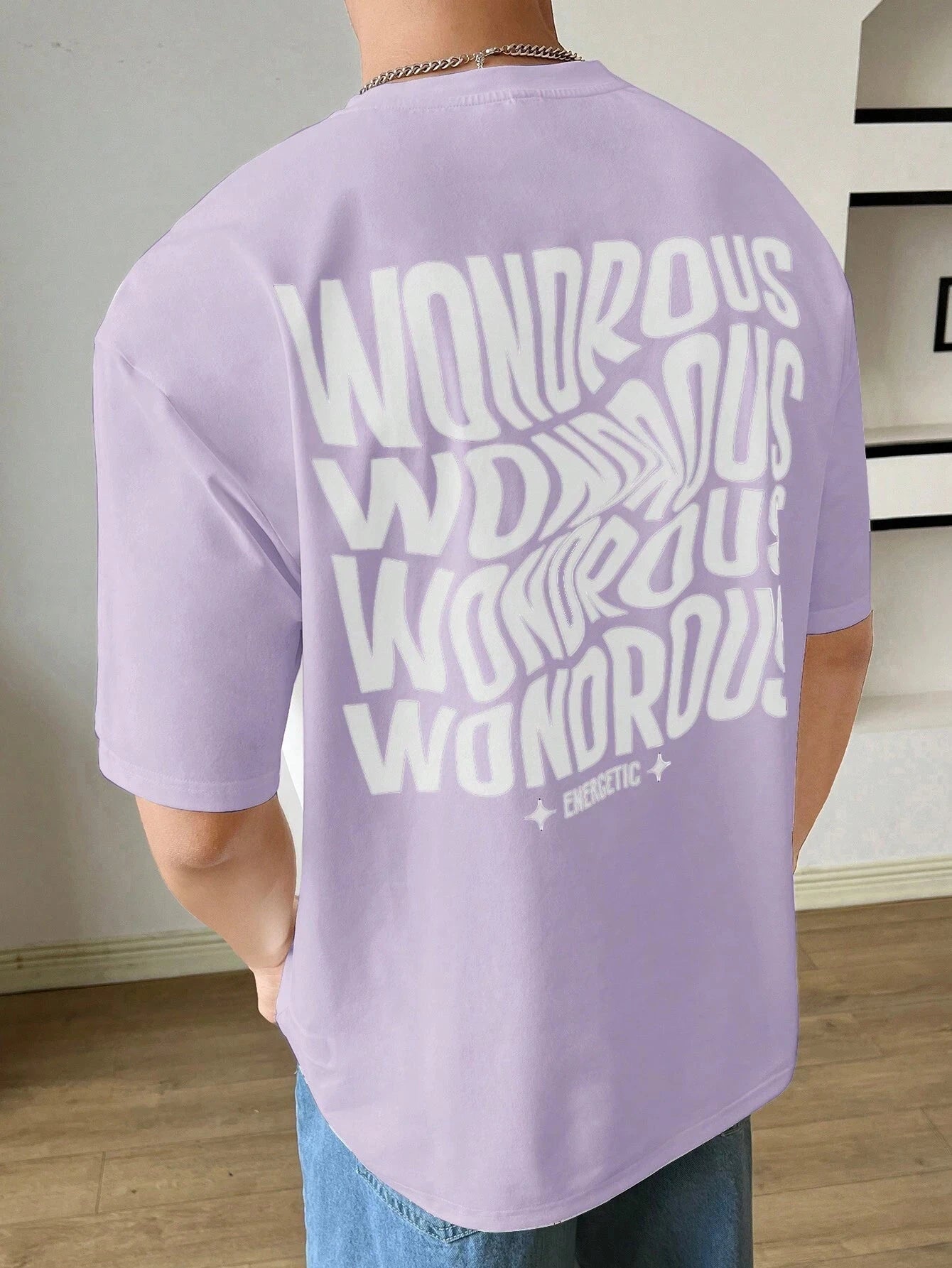 My Store Oversized T-shirt Light purple / Cotton / S 'WONDROUS' Oversized T-Shirt