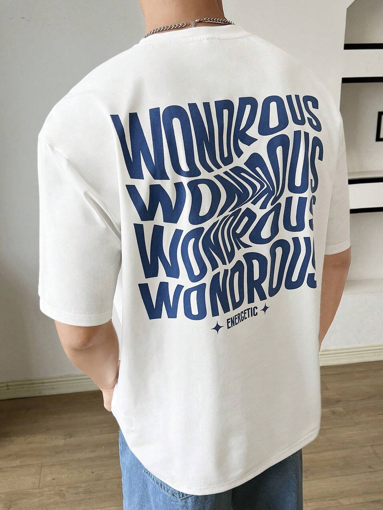 My Store Oversized T-shirt white-blue / Cotton / S 'WONDROUS' Oversized T-Shirt