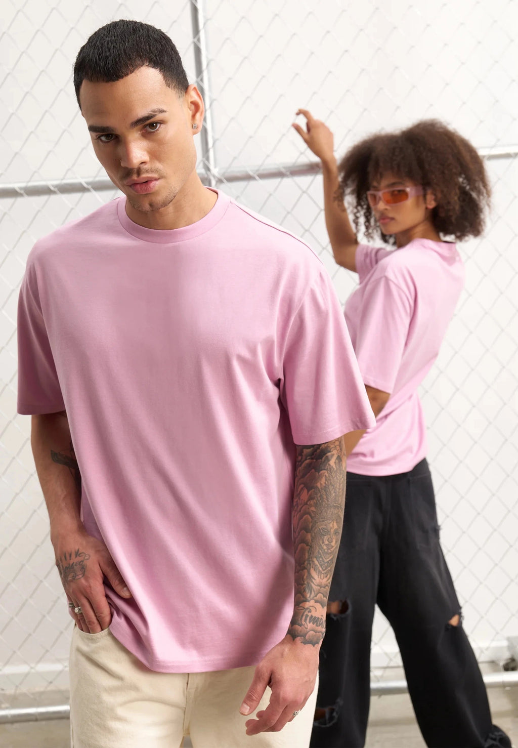 UrbanOutfits Basic T-shirt Basic T-shirt [ Unisex ] - Baby pink