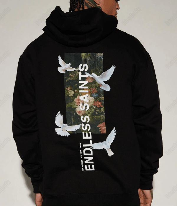 UrbanOutfits Men Hoodie Black / Cotton-Fleece / S 'ENDLESS SAINTS' Unisex Oversized Hoodie