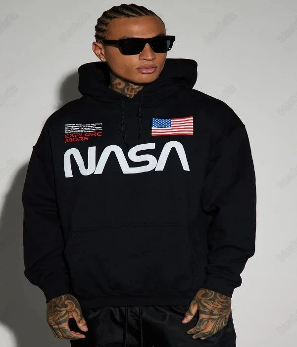 UrbanOutfits Men Hoodie Black / Cotton-Fleece / S NASA Oversized Hoodie