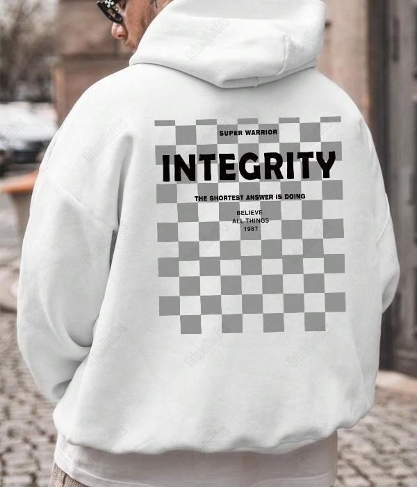 UrbanOutfits Men Hoodie White / Cotton-Fleece / S 'INTEGRITY' Oversized Hoodie