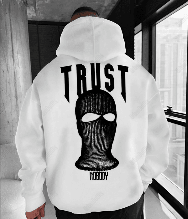 UrbanOutfits Men Hoodie White / Cotton-Fleece / S 'Trust' Oversized Hoodie