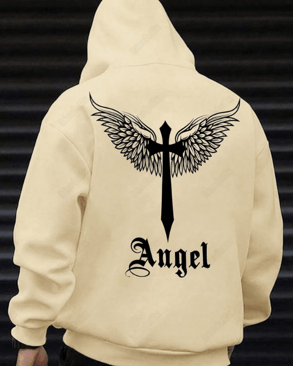 UrbanOutfits Men Oversized Hoodie Beige / Cotton-Fleece / S Angel - Men Oversized Hoodie [ Unisex ]