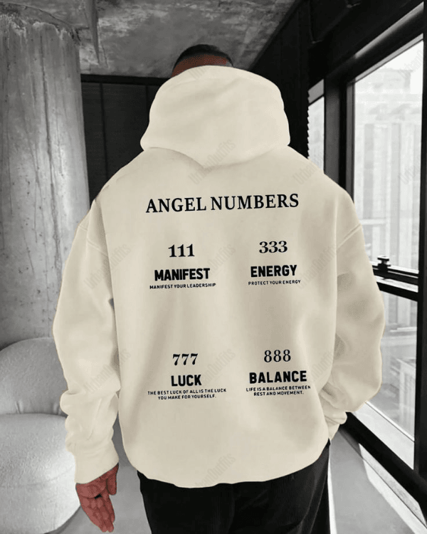 UrbanOutfits Men Oversized Hoodie Beige / Cotton-Fleece / S Angel Numbers - Men Oversized Hoodie [ Unisex ]
