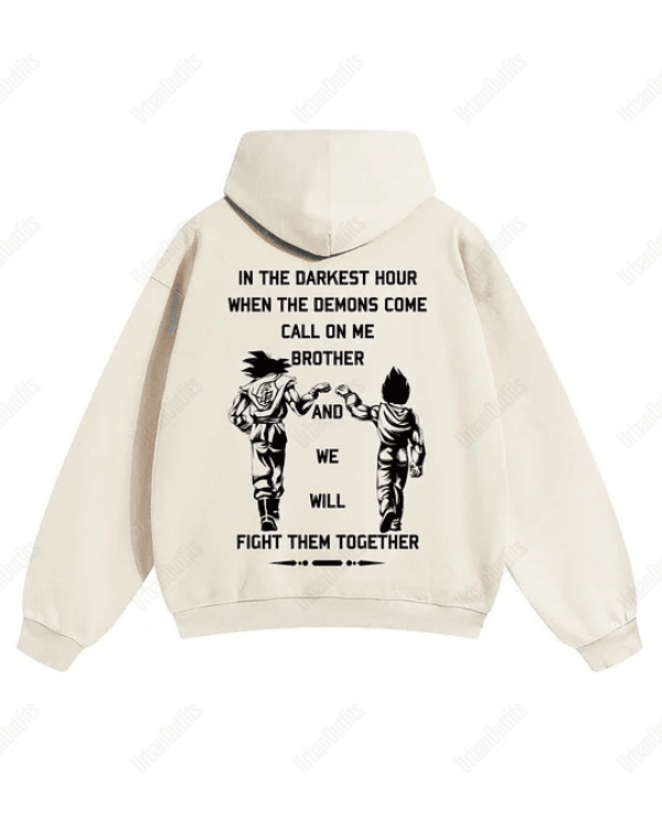 UrbanOutfits Men Oversized Hoodie Beige / Cotton-Fleece / S Call on me brother - Men Oversized Hoodie [ Unisex ]