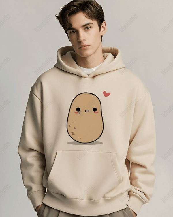 UrbanOutfits Men Oversized Hoodie Beige / Cotton-Fleece / S Cute - Men Oversized Hoodie