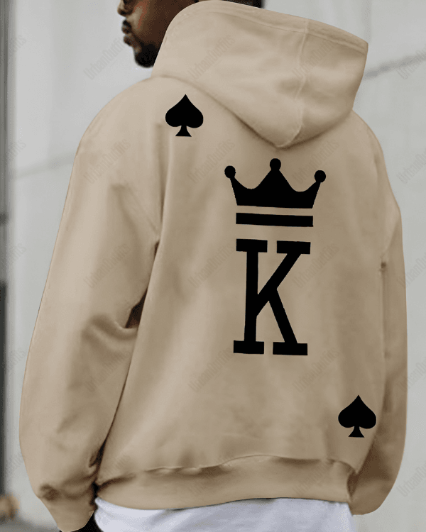 UrbanOutfits Men Oversized Hoodie Beige / Cotton-Fleece / S KING - Men Oversized Hoodie