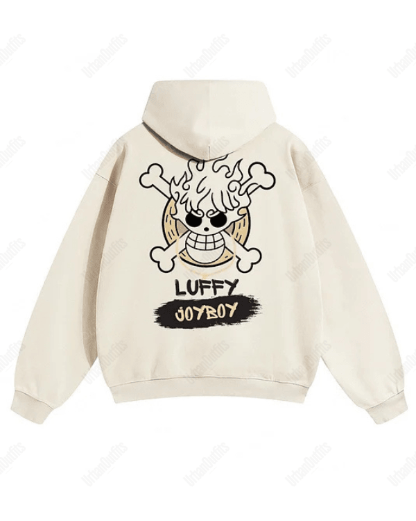 UrbanOutfits Men Oversized Hoodie Beige / Cotton-Fleece / S Luffy Joyboy - Men Oversized Hoodie [ Unisex ]