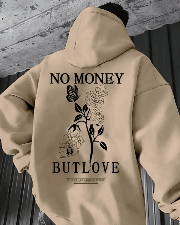 UrbanOutfits Men Oversized Hoodie Beige / Cotton-Fleece / S No Money - Men Oversized Hoodie [ Unisex ]